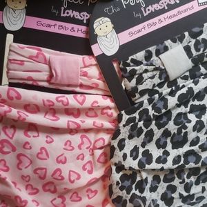 Scarf bib w matching headband 2x sets